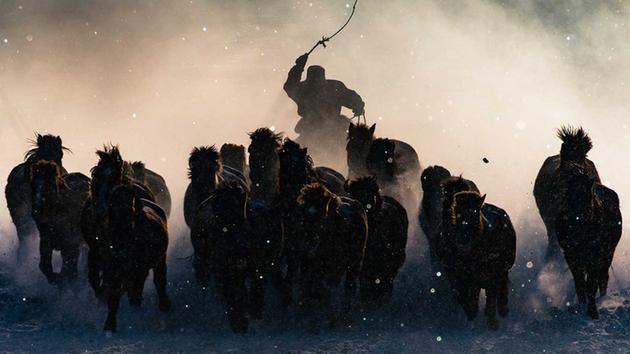 Bức ảnh chiến thắng trong cuộc thi ảnh du lịch năm nay của tạp chí National Geographic mang tên “Kỵ sĩ Mùa đông”, lột tả đời sống sinh hoạt, lao động của người dân trong thời tiết khắc nghiệt ở Mongolia.